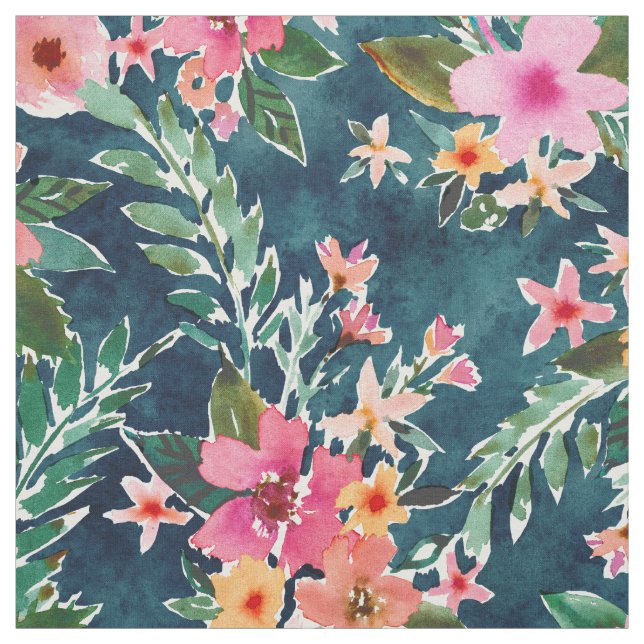 TROPICAL WONDER Dark Hibiscus Floral Fabric (Swatch)