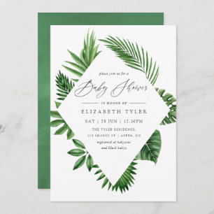 Tropical Woodland Forest Greenery Baby Shower Invitation