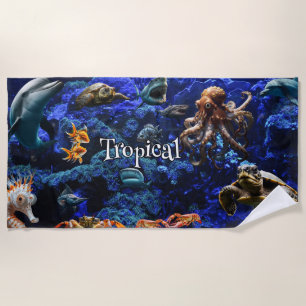 Tropical World Oceans Day Beach Towel