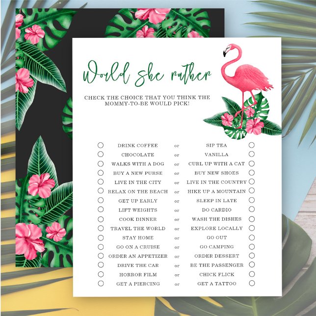 Tropical - Would she rather - baby shower game (Creator Uploaded)