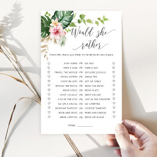 Tropical Would she rather bridal shower game