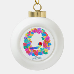 Tropical Wreath Aloha Christmas Ceramic Ball Christmas Ornament
