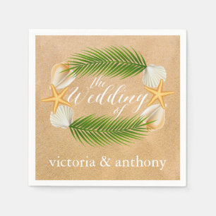 Tropical Wreath Sandy Beach Wedding Napkin