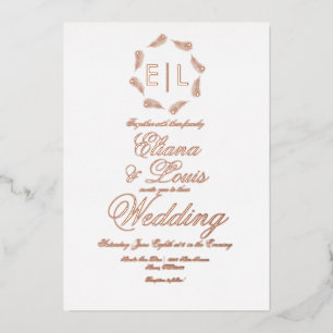 Tropical Wreath Wedding Pressed  Foil Invitation