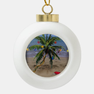 Tropical X-mas Ceramic Ball Christmas Ornament