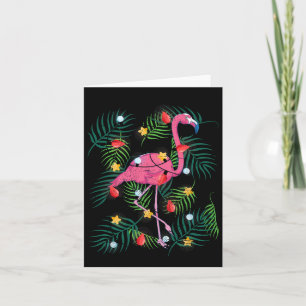 Tropical Xmas Funny Pink Flamingo Hawaiian Christm Card