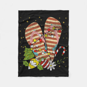 Tropical Xmas Summer Vacation Flip Flops Christmas Fleece Blanket
