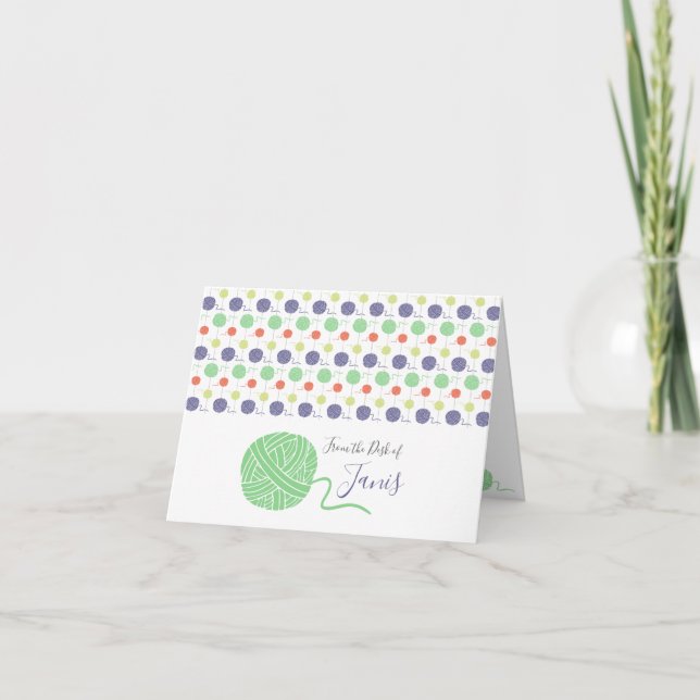 Tropical Yarn Ball String Pattern Note Card (Front)