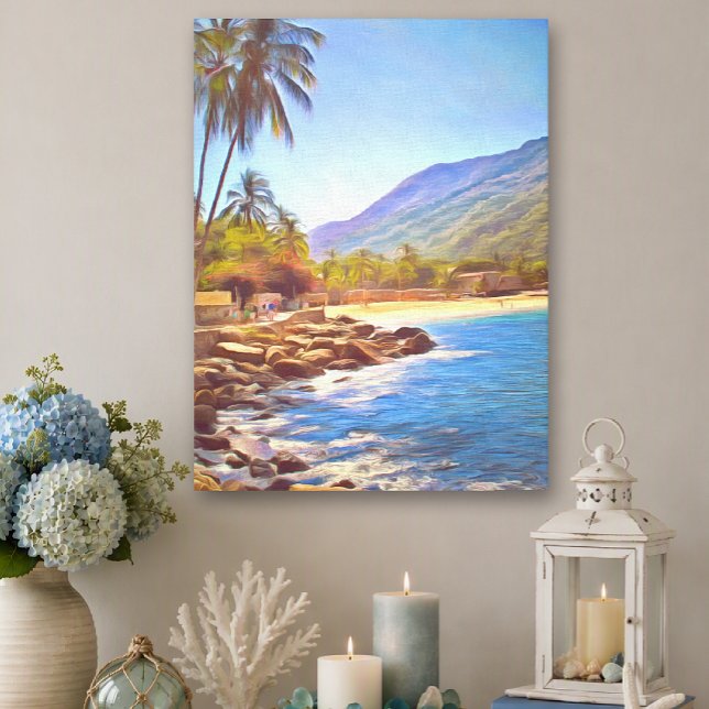 Tropical Yelapa Beach Mexico Palm Trees 761 Art Canvas Print (Creator Uploaded)