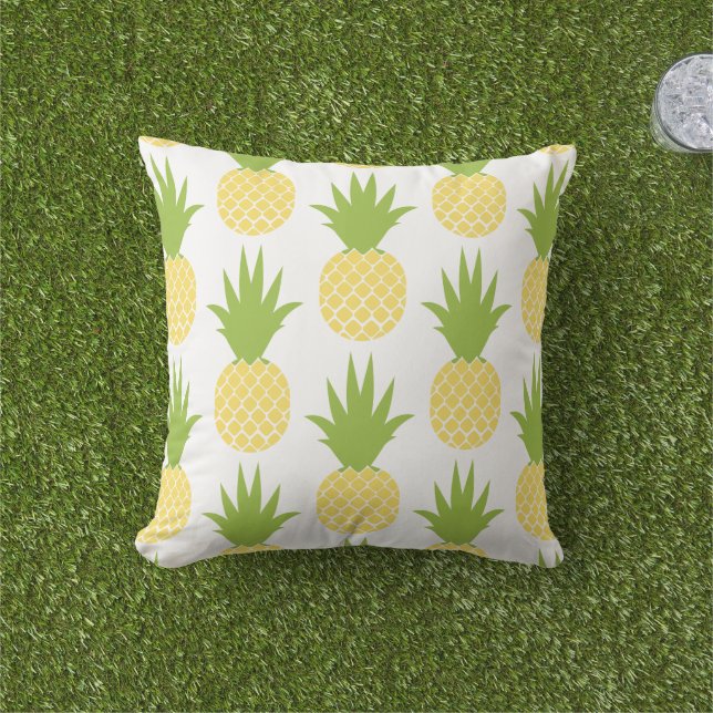 Tropical Yellow and Green Pineapple Pattern Outdoor Cushion (Grass)