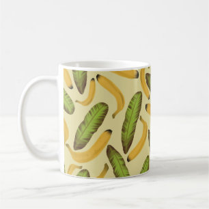 Tropical Yellow Banana Leaf Pattern Coffee Mug