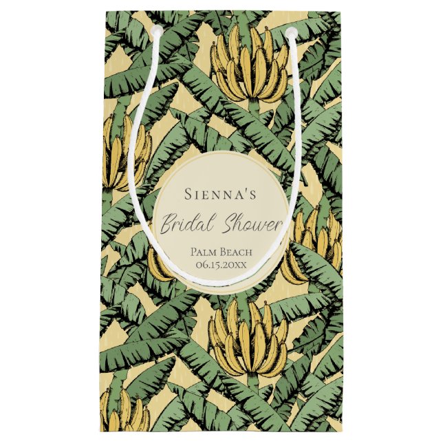 Tropical Yellow Banana Leaves Bachelorette Small Gift Bag (Front)