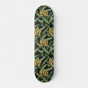 Tropical Yellow Bananas and Leaves Black Skateboard