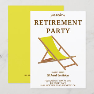 Tropical Yellow Beach Chair Retirement Party Invitation