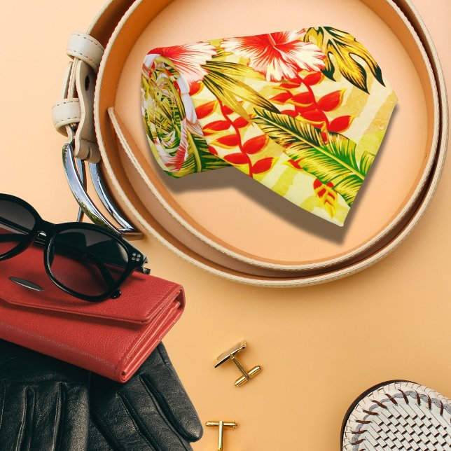 Tropical Yellow Floral Hawaiian  pattern Tie (Creator Uploaded)