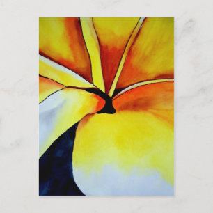 Tropical Yellow Frangipani flower original art Postcard