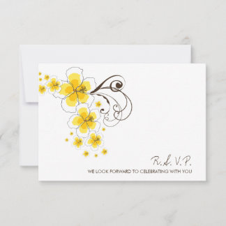 Tropical Yellow Hibiscus Beach Destination Wedding RSVP Card
