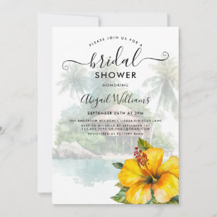 Tropical Yellow Hibiscus Flower Bridal Shower Invitation