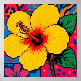 Tropical Yellow Hibiscus Flower  Poster