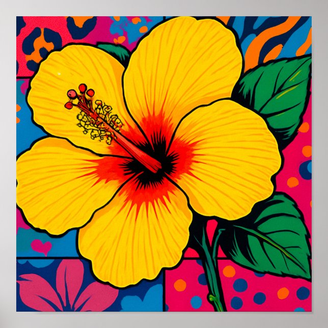 Tropical Yellow Hibiscus Flower  Poster (Front)