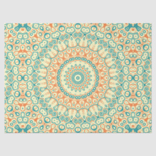 Tropical Yellow Orange Turquoise Mandala Design Tissue Paper