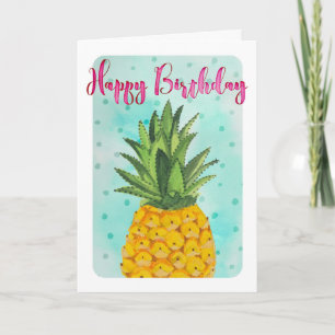 Tropical yellow Pineapple fruit Birthday Card