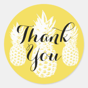 Tropical yellow pineapple fruit thank you stickers