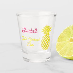 Tropical Yellow Pineapple Girl's Weekend Shot Glass
