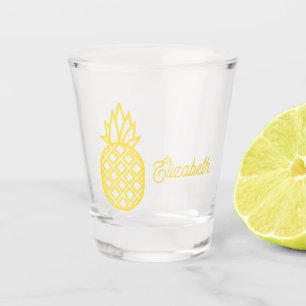 Tropical Yellow Pineapple Personalised Shot Glass