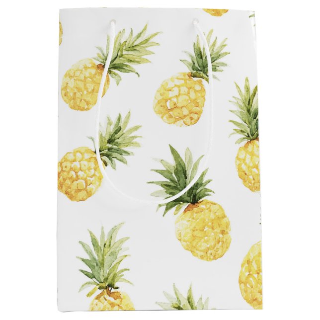 Tropical Yellow Pineapples Bridal Shower Medium Gift Bag (Front)