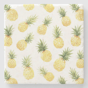 Tropical Yellow Pineapples Stone Coaster