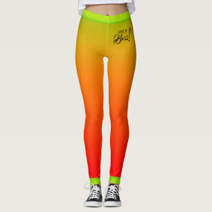 Tropical Yellow Red Gradient with Like a Boss Text Leggings