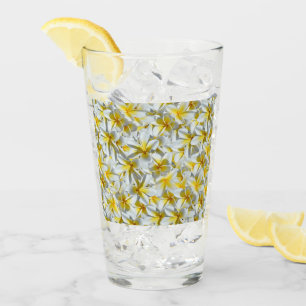 Tropical Yellow White Frangipanis, Drink Glass