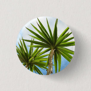 Tropical Yucca Palm Leaves Painting Effect Photo 3 Cm Round Badge