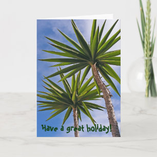 Tropical Yucca Palm Leaves Painting Effect Photo Holiday Card