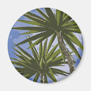 Tropical Yucca Palm Leaves Painting Effect Photo Magnet