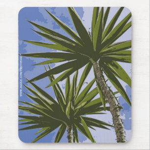 Tropical Yucca Palm Leaves Painting Effect Photo Mouse Mat