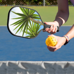 Tropical Yucca Palm Leaves Painting Effect Photo Pickleball Paddle