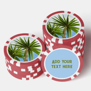 Tropical Yucca Palm Leaves Painting Effect Photo Poker Chips