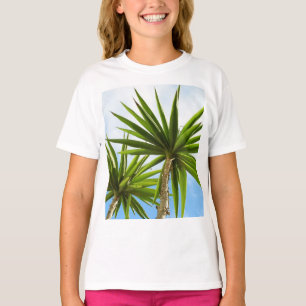 Tropical Yucca Palm Leaves Painting Effect Photo T-Shirt