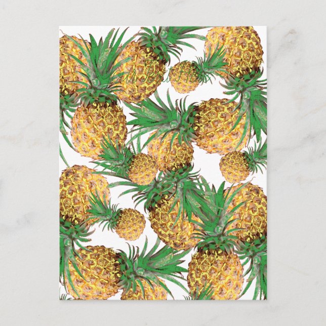 Tropical Yummy Pineapple Pattern Postcard (Front)