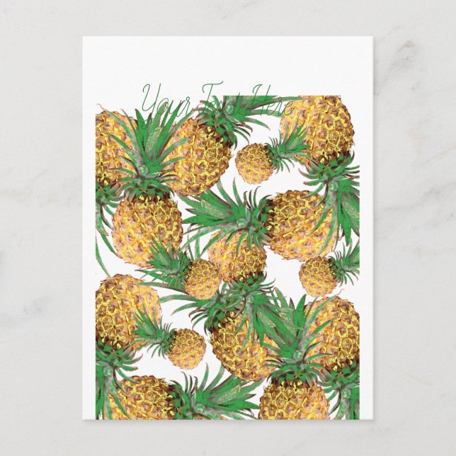 Tropical Yummy Pineapple Pattern Postcard (Front)