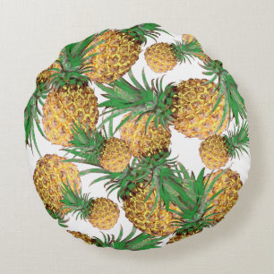 Tropical Yummy Pineapple Pattern Round Cushion