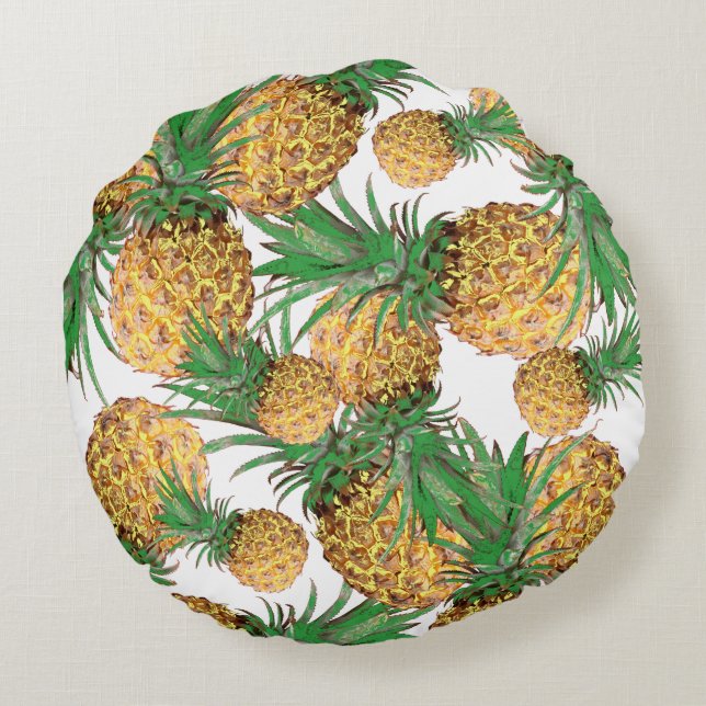 Tropical Yummy Pineapple Pattern Round Cushion (Back)