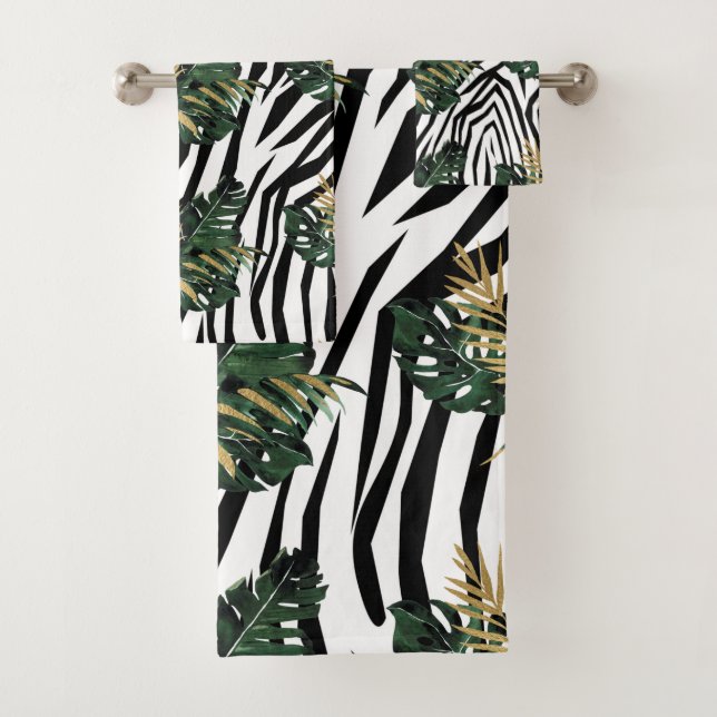 Tropical Zebra Print Towel Set (Insitu)