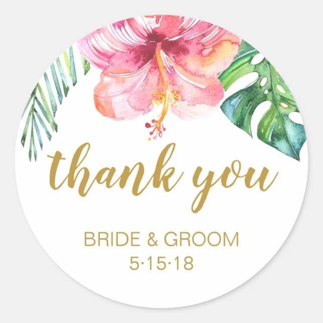 TropicalBeach Wedding favour label (Front)