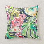 Tropicalia Watercolor Floral Cushion<br><div class="desc">After a long day there’s nothing better than getting out in the California sun to climb a bunch of hills with lots of gardens and plants around.  >>  I add new prints weekly. Visit my site for free downloads and colourful inspiration.  www.barbraignatiev.com   <<</div>