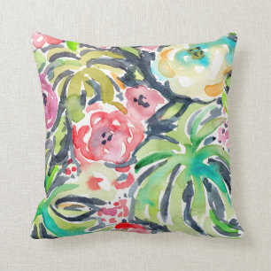 Tropicalia Watercolor Floral Cushion