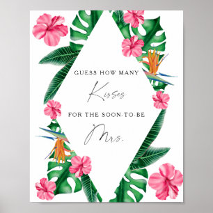 Tropicals - How many kisses bridal shower game Poster