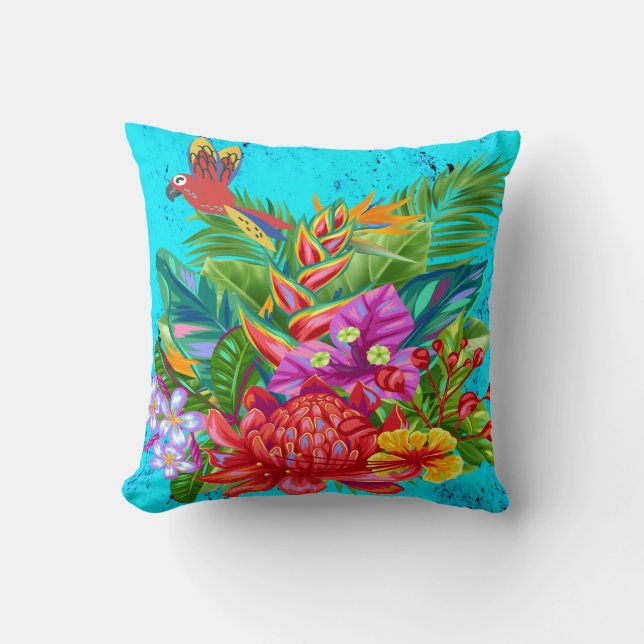 TropiColor Fusion Macaw & Floral Serenade Cushion (Front)